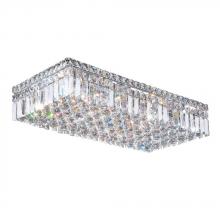  W33530C24 - Cascade 6-Light Chrome Finish and Clear Crystal Flush Mount Ceiling Light 24 in. L x 12 in. W x 5 in