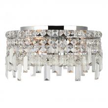  W33606C14 - Cascade 4-Light Chrome Finish and Clear Crystal Flush Mount Ceiling Light 14 in. Dia x 7.5 in. H Rou