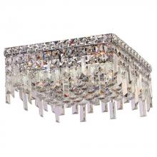  W33617C14 - Cascade 4-Light Chrome Finish and Clear Crystal Flush Mount Ceiling Light 14 in. L x 14 in. W x 7.5 