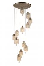  W33821MN27 - Papillon 72-Watt Matte Nickel Finish Integrated LEd Glass with Crystal Cascade Pendant Ceiling Light