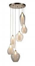  W33827MN16 - Botella 6-Light Matte Nickel Finish Halogen / LEd Clear Glass Cascade Pendant Ceilng Light d16 in. x