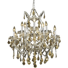  W83006C27-GT - Maria Theresa 13-Light Chrome Finish and Golden Teak Crystal Chandelier 27 in. Dia x 26 in. H Two 2