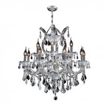  W83006C27 - Maria Theresa 13-Light Chrome Finish and Clear Crystal Chandelier 27 in. Dia x 26 in. H Two 2 Tier L