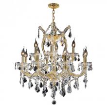  W83006G27 - Maria Theresa 13-Light Gold Finish and Clear Crystal Chandelier 27 in. Dia x 26 in. H Two 2 Tier Lar