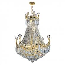  W83026G20 - Empire 9-Light Gold Finish and Clear Crystal Chandelier 20 in. Dia x 26 in. H Round Medium