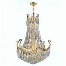  W83026G24 - Empire 18-Light Gold Finish and Clear Crystal Chandelier 24 in. Dia x 32 in. H Round Large