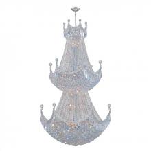  W83027C36 - Empire 51-Light Chrome Finish and Clear Crystal Chandelier 36 in. Dia x 66 in. H Two 2 Tier Round La