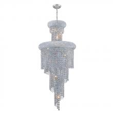  W83029C16 - Empire 10-Light Chrome Finish and Clear Crystal Spiral Cascading Chandelier 16 in. Dia x 36 in. H Mi