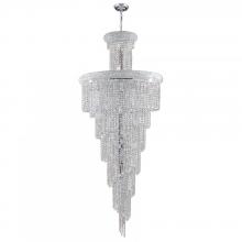  W83029C30 - Empire 28-Light Chrome Finish and Clear Crystal Spiral Cascading Chandelier 30 in. Dia x 72 in. H La