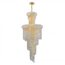  W83029G16 - Empire 10-Light Gold Finish and Clear Crystal Spiral Cascading Chandelier 16 in. Dia x 36 in. H Mini