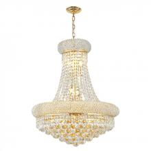  W83030G20 - Empire 12-Light Gold Finish and Clear Crystal Chandelier 20 in. Dia x 26 in. H Round Medium