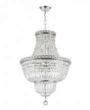  W83032C18 - Empire 12-Light Chrome Finish and Clear Crystal Chandelier 18 in. Dia x 27 in. H Round Medium