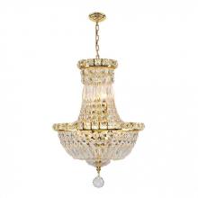  W83032G12 - Empire 6-Light Gold Finish and Clear Crystal Chandelier 12 in. Dia x 16 in. H Round Mini