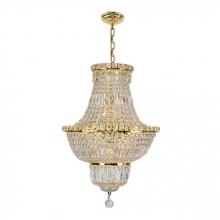  W83032G18 - Empire 12-Light Gold Finish and Clear Crystal Chandelier 18 in. Dia x 27 in. H Round Medium