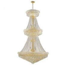  W83038G36 - Empire 32-Light Gold Finish and Clear Crystal Chandelier 36 in. Dia x 66 in. H Two 2 Tier Round Larg