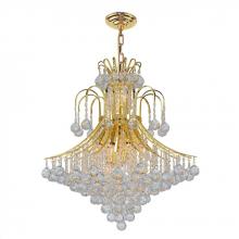  W83040G25 - Empire 15-Light Gold Finish and Clear Crystal Chandelier 25 in. Dia x 31 in. H Round Large