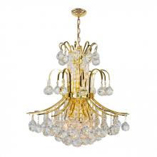  W83043G19 - Empire 9-Light Gold Finish and Clear Crystal Chandelier 19 in. Dia x 23 in. H Round Medium