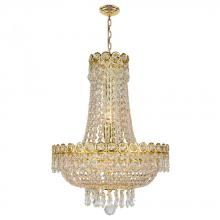  W83049G16 - Empire 8-Light Gold Finish and Clear Crystal Chandelier 16 in. Dia x 20 in. H Round Mini