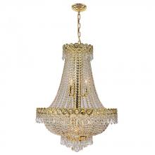  W83049G20 - Empire 12-Light Gold Finish and Clear Crystal Chandelier 20 in. Dia x 28 in. H Round Medium