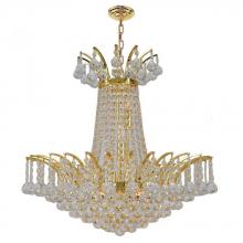  W83053G19 - Empire 8-Light Gold Finish and Clear Crystal Chandelier 19 in. Dia x 19 in. H Medium