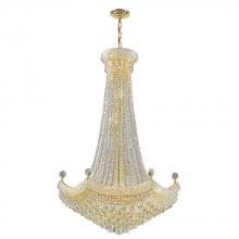  W83074G30 - Empire 18-Light Gold Finish and Clear Crystal Chandelier 30 in. Dia x 48 in. H