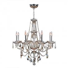  W83097C28-GT - Provence 8-Light Chrome Finish and Golden Teak Crystal Chandelier 28 in. Dia x 30 in. H Large