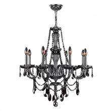  W83097C28-SM - Provence 8-Light Chrome Finish and Smoke Crystal Chandelier 28 in. Dia x 30 in. H Large