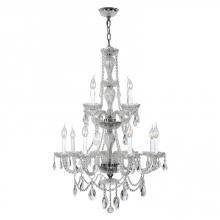  W83098C28-CL - Provence 12-Light Chrome Finish and Clear Crystal Chandelier 28 in. Dia x 41 in. H Two 2 Tier Large