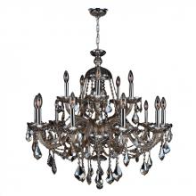  W83101C35-GT - Provence 15-Light Chrome Finish and Golden Teak Crystal Chandelier 35 in. Dia x 31 in. H Two 2 Tier 