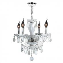  W83103C17-WH - Provence Collection 4 Light Chrome Finish and White Crystal Chandelier 17" D x 18" H Medium