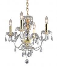  W83103G17-CL - Provence 4-Light Gold Finish and Clear Crystal Chandelier 17 in. Dia x 18 in. H Medium