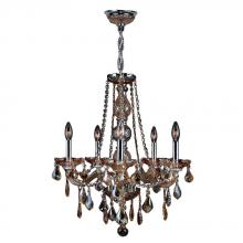  W83104C21-AM - Provence 5-Light Chrome Finish and Amber Crystal Chandelier 21 in. Dia x 26 in. H Medium