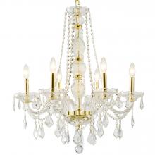  W83105G24-CL - Provence 6-Light Gold Finish and Clear Crystal Chandelier 24 in. Dia x 28 in. H Large