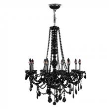  W83106C28-BL - Provence Collection 8 Light Chrome Finish and Black Crystal Chandelier 28" D x 34" H Large