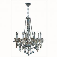  W83106C28-GT - Provence 8-Light Chrome Finish and Golden Teak Crystal Chandelier 28 in. Dia x 34 in. H Large