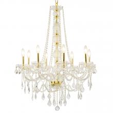  W83106G28-CL - Provence 8-Light Gold Finish and Clear Crystal Chandelier 28 in. Dia x 34 in. H Large