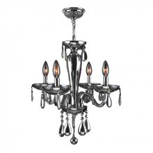  W83126C16-CH - Gatsby Collection 4 Light Chrome Finish and Chrome Blown Glass Chandelier 16" D x 18" H Mini