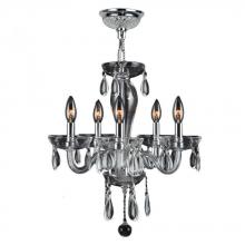  W83127C16-CL - Gatsby 5-Light Chrome Finish and Clear Blown Glass Chandelier 16 in. Dia x 18 in. H Mini