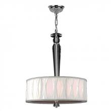  W83132C16 - Gatsby Collection 4 Light Chrome Finish and Clear Crystal Pendant with White Fabric Shade 16" D