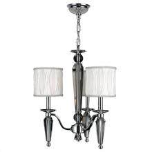  W83132C18 - Gatsby 3-Light Chrome Finish and Clear Crystal Chandelier with White Fabric Shade 18 in. Dia x 20 in