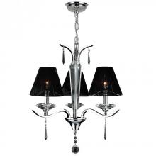  W83133C20 - Gatsby Collection 3 Light Arm Chrome Finish and Clear Crystal Chandelier with Black String Empire Sh