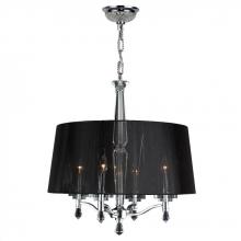  W83135C18 - Gatsby 4-Light Chrome Finish and Clear Crystal Chandelier with Black String drum Shade 18 in. Dia x 