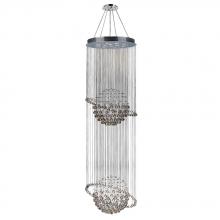  W83206C28 - Saturn 12-Light Chrome Finish and Clear Crystal Galaxy Chandelier 28 in. Dia x 96 in. H Two 2 Tier L