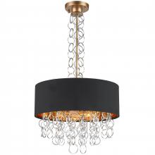  W83280MG20 - Catena 6-Light Matte Gold Finish with Black Linen drum Shade Pendant 20 in. x 37 in. H  Medium