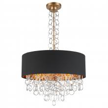  W83281MG24 - Catena 9-Light Matte Gold Finish with Black Linen drum Shade Pendant 24 in. x 40 in. H Large