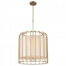  W83292MG24 - Sprocket 9-Light Metal Cage Pendant Light in Matte Gold Finish with Ivory Shade 24 in. Dia x 24 in.