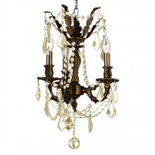  W83302F13-GT - Windsor 3-Light dark Bronze Finish and Golden Teak Crystal Mini Chandelier 13 in. Dia x 18 in. H