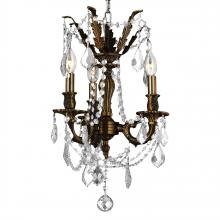  W83302F13-CL - Windsor 3-Light dark Bronze Finish and Clear Crystal Mini Chandelier 13 in. Dia x 18 in. H