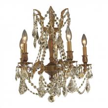  W83304FG18-GT - Windsor 5-Light French Gold Finish and Golden Teak Crystal Chandelier 18 in. Dia x 19 in. H Medium