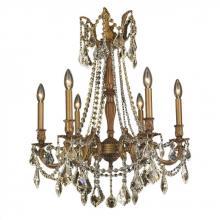  W83305FG23-GT - Windsor 6-Light French Gold Finish and Golden Teak Crystal Chandelier 23 in. Dia x 26 in. H Medium